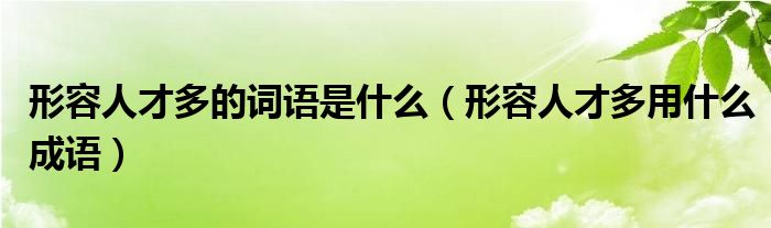 形容人才多的词语是什么（形容人才多用什么成语）