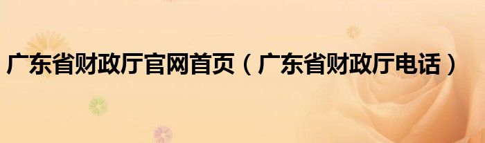 广东省财政厅官网首页（广东省财政厅电话）