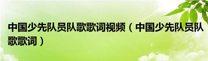 中国少先队员队歌歌词视频（中国少先队员队歌歌词）