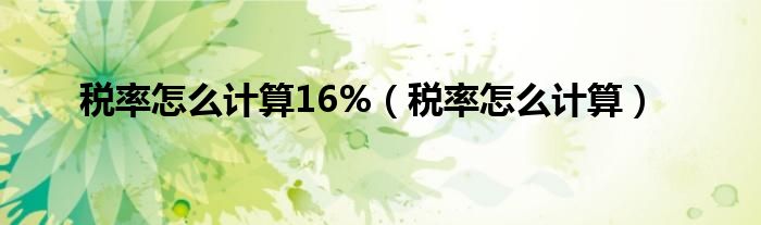 税率怎么计算16%（税率怎么计算）