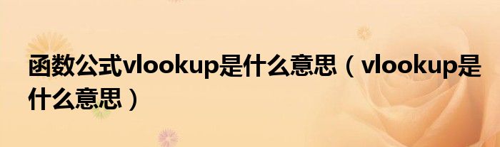 函数公式vlookup是什么意思（vlookup是什么意思）