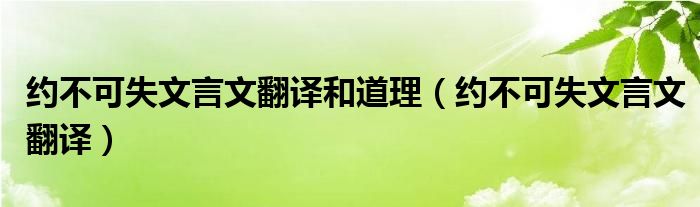 约不可失文言文翻译和道理（约不可失文言文翻译）