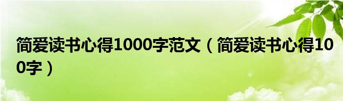 简爱读书心得1000字范文（简爱读书心得100字）