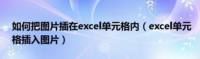 如何把图片插在excel单元格内（excel单元格插入图片）