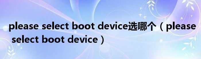 please select boot device选哪个（please select boot device）