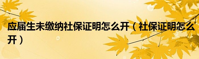 应届生未缴纳社保证明怎么开（社保证明怎么开）