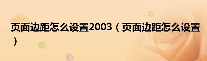 页面边距怎么设置2003（页面边距怎么设置）