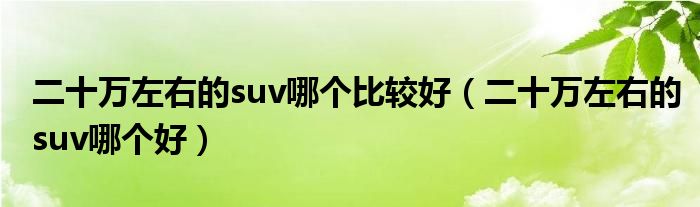 二十万左右的suv哪个比较好（二十万左右的suv哪个好）