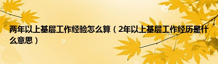 两年以上基层工作经验怎么算（2年以上基层工作经历是什么意思）