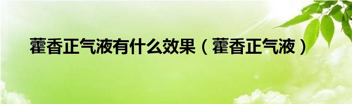 藿香正气液有什么效果（藿香正气液）