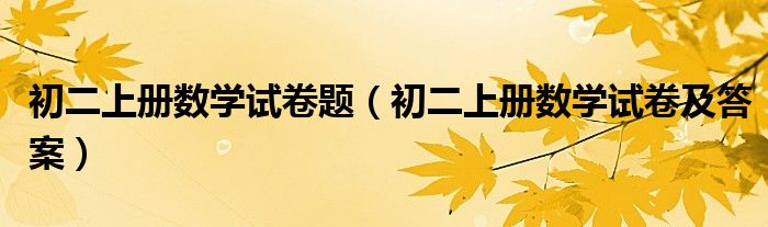 初二上册数学试卷题（初二上册数学试卷及答案）