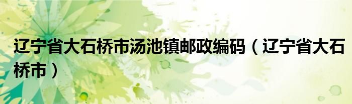 辽宁省大石桥市汤池镇邮政编码（辽宁省大石桥市）