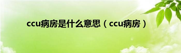 ccu病房是什么意思（ccu病房）