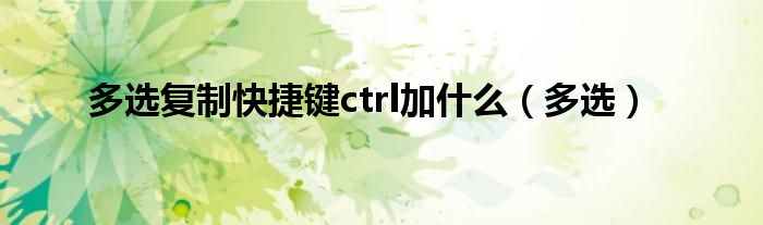 多选复制快捷键ctrl加什么（多选）