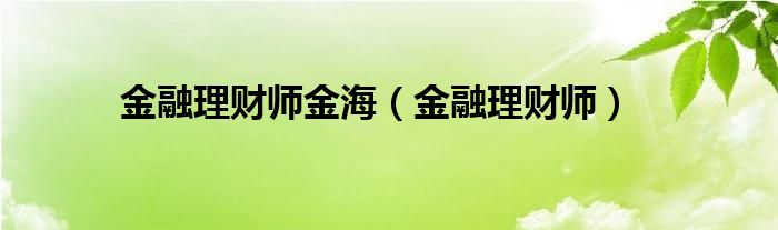 金融理财师金海（金融理财师）