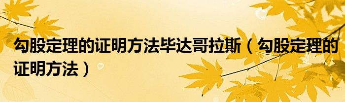 勾股定理的证明方法毕达哥拉斯（勾股定理的证明方法）