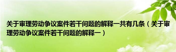 关于审理劳动争议案件若干问题的解释一共有几条（关于审理劳动争议案件若干问题的解释一）