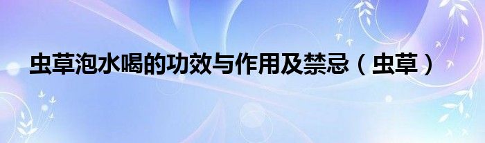 虫草泡水喝的功效与作用及禁忌（虫草）