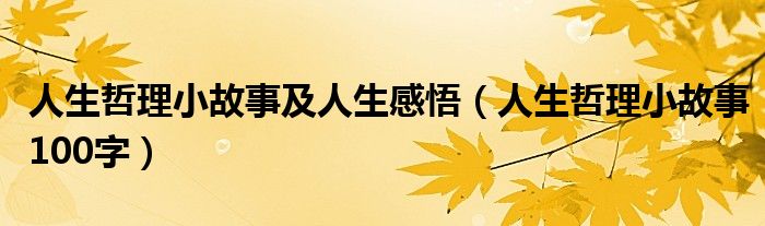 人生哲理小故事及人生感悟（人生哲理小故事100字）