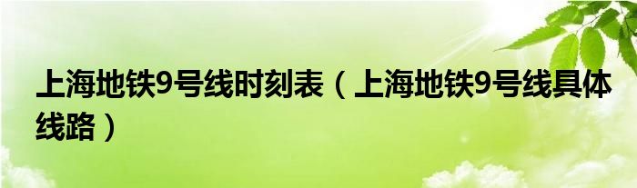 上海地铁9号线时刻表（上海地铁9号线具体线路）