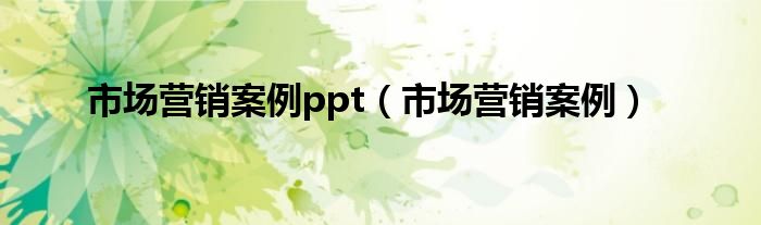 市场营销案例ppt（市场营销案例）