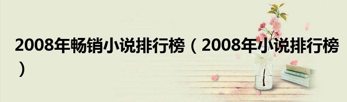 2008年畅销小说排行榜（2008年小说排行榜）