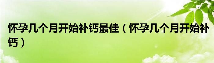 怀孕几个月开始补钙最佳（怀孕几个月开始补钙）