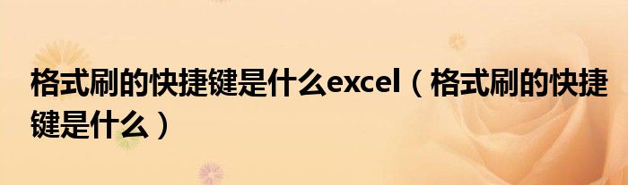 格式刷的快捷键是什么excel（格式刷的快捷键是什么）