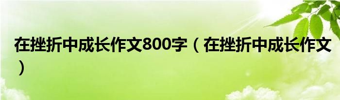 在挫折中成长作文800字（在挫折中成长作文）