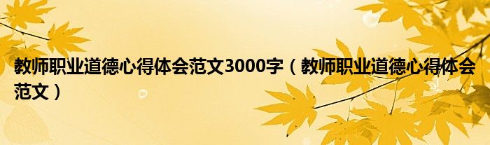 教师职业道德心得体会范文3000字（教师职业道德心得体会范文）