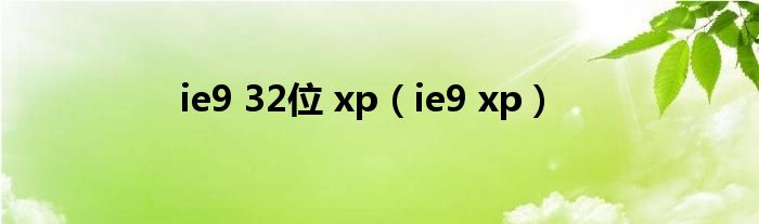 ie9 32位 xp（ie9 xp）