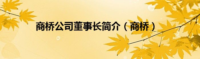 商桥公司董事长简介（商桥）