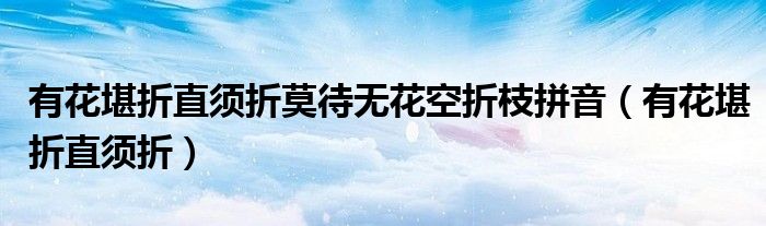 有花堪折直须折莫待无花空折枝拼音（有花堪折直须折）