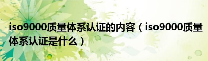 iso9000质量体系认证的内容（iso9000质量体系认证是什么）