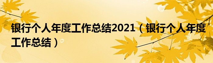 银行个人年度工作总结2021（银行个人年度工作总结）