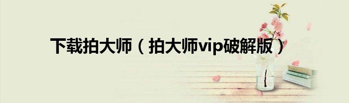 下载拍大师（拍大师vip破解版）