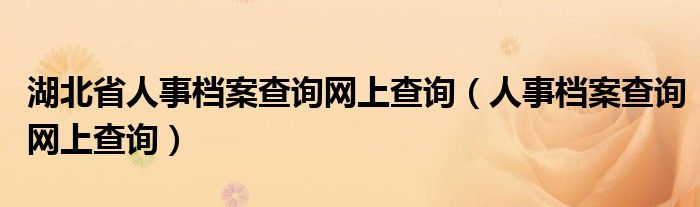 湖北省人事档案查询网上查询（人事档案查询网上查询）