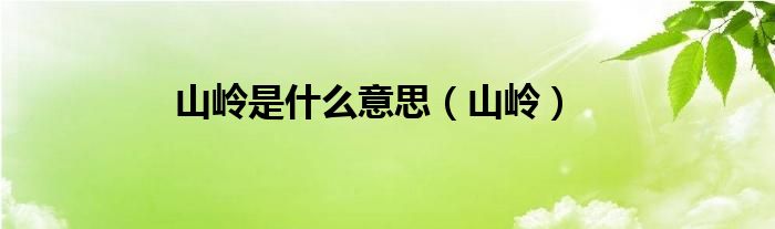 山岭是什么意思（山岭）