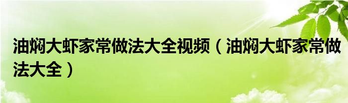 油焖大虾家常做法大全视频（油焖大虾家常做法大全）