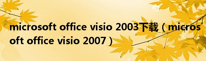 microsoft office visio 2003下载（microsoft office visio 2007）