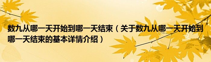 数九从哪一天开始到哪一天结束（关于数九从哪一天开始到哪一天结束的基本详情介绍）