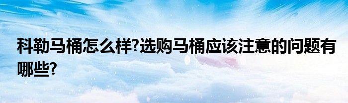 科勒马桶怎么样?选购马桶应该注意的问题有哪些?