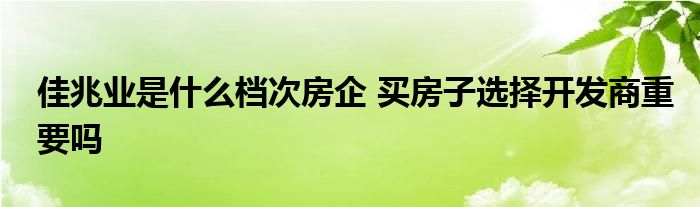 佳兆业是什么档次房企 买房子选择开发商重要吗