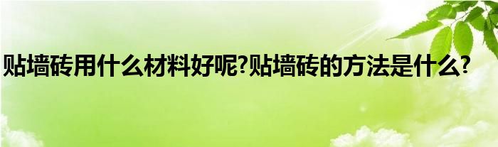 贴墙砖用什么材料好呢?贴墙砖的方法是什么?