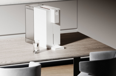 极简饮水机概念位于您的办公桌或桌子上方便使用