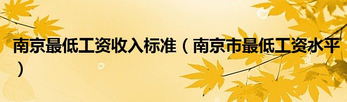 南京最低工资收入标准（南京市最低工资水平）