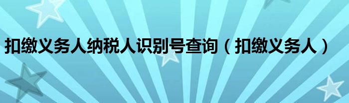 扣缴义务人纳税人识别号查询（扣缴义务人）