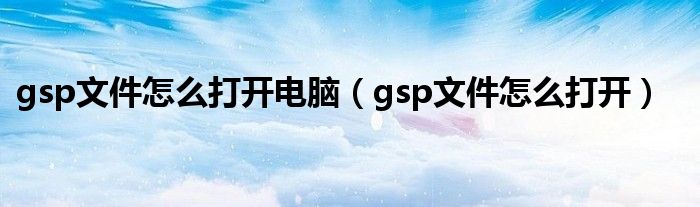 gsp文件怎么打开电脑（gsp文件怎么打开）