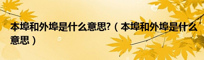 本埠和外埠是什么意思?（本埠和外埠是什么意思）