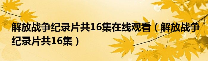 解放战争纪录片共16集在线观看（解放战争纪录片共16集）